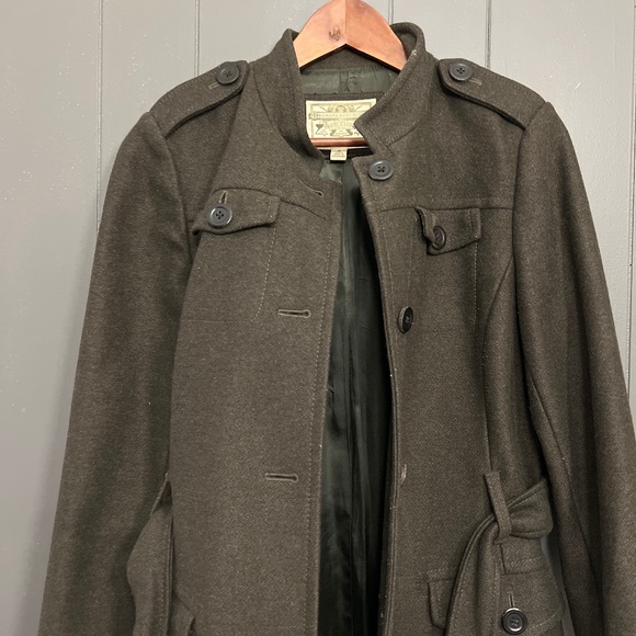 Banana Republic Olive Wool Military Trench -size M - Picture 11 of 16